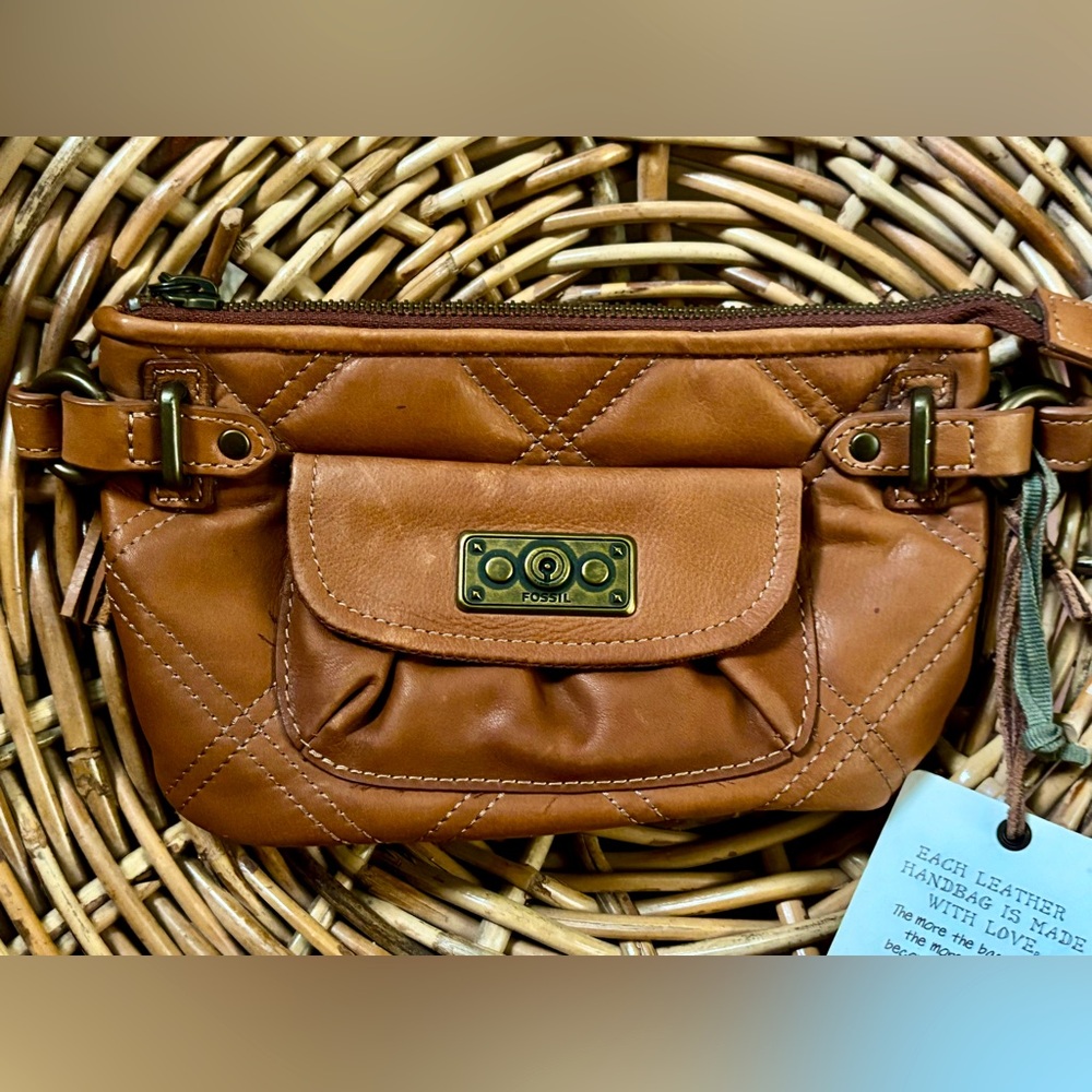 Fossil Quilted Leather Make up Clutch Bag ~ Vintage